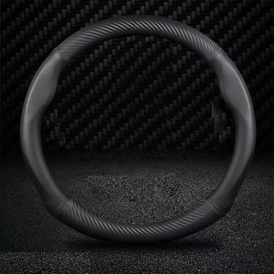 non-slip wear-resistant hand-sewn sweat-absorbent inner — Steering wheel cover - round-matte-carbon-nappa-skin-38cm