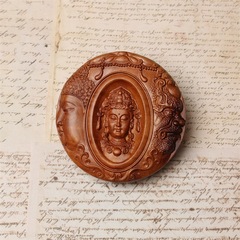 雷擊木圓形雙面觀音牌掛件棗木手把件木雕裝飾品汽車掛件實木吊墜