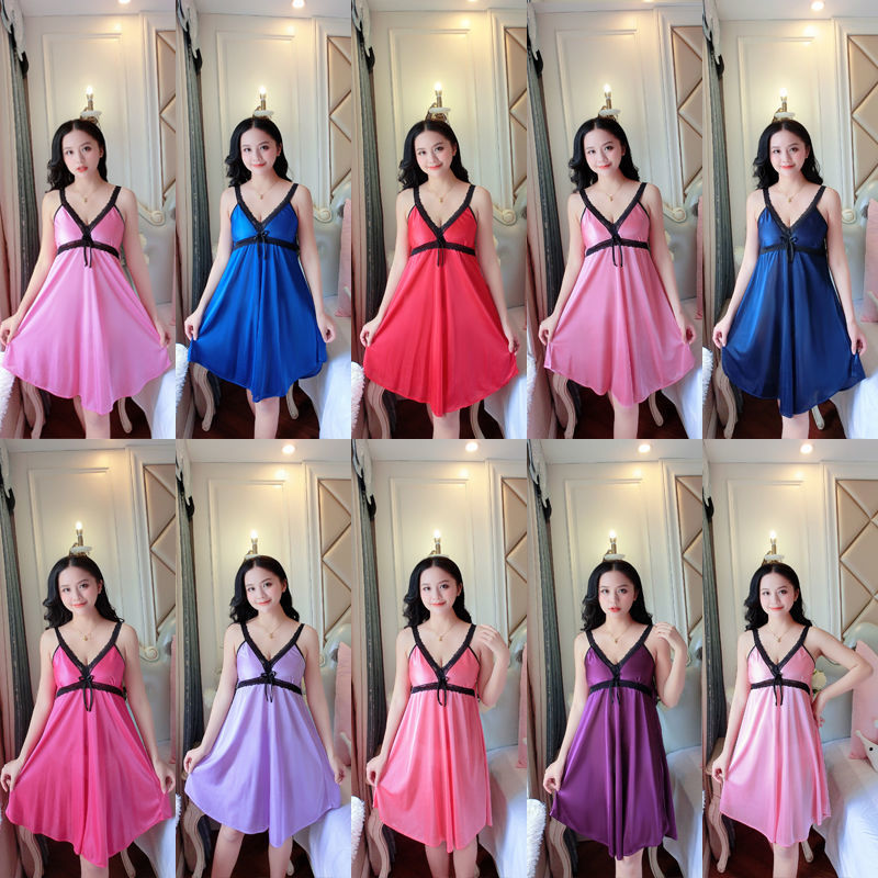 2023 camisón de seda de hielo de verano para mujer delgada y sedosa seda de hielo de mediana edad sexy suave cómodo pijamas para mujer ropa de hogar