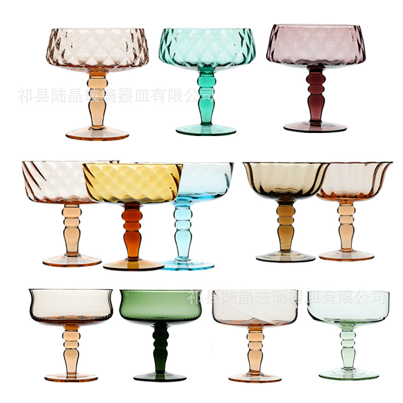 Lujing copa de mediados de la antigua vendimia pétalo copa de vino tinto agua ondulación hilo cóctel taza color creativo pequeña copa de vino