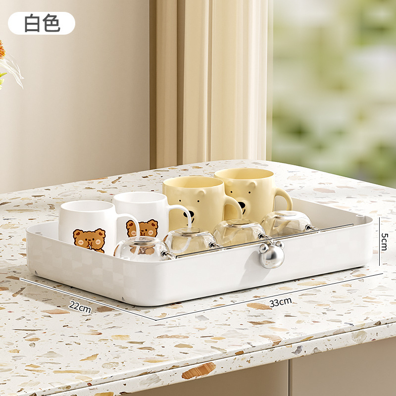 White single layer [cup storage rack] drainable