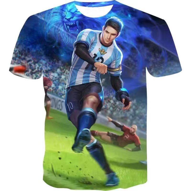 Camiseta de manga corta con estampado digital bidimensional de verano 3d verano para adolescentes y niños juego de gloria para hombres