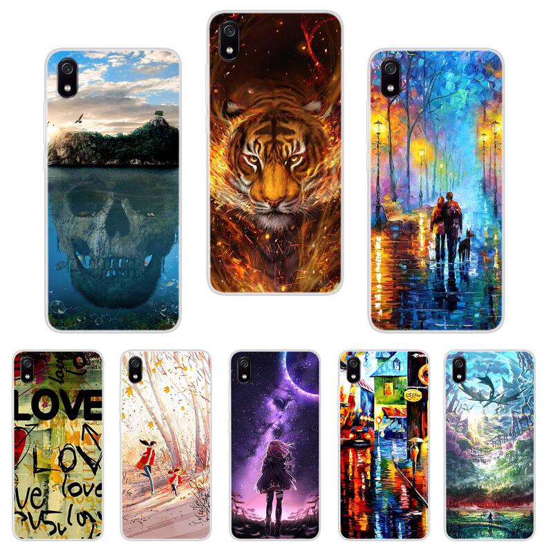 Ins style suitable for iPhone15XSMAX foreign trade new creative cover carton cat tiger oil painting xs12mini soft