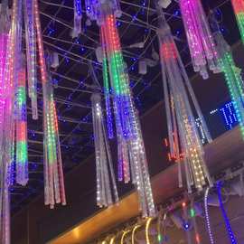 LED流星雨彩灯 户外防雨挂树贴片冰条管灯圣诞装饰贴片流星灯批发