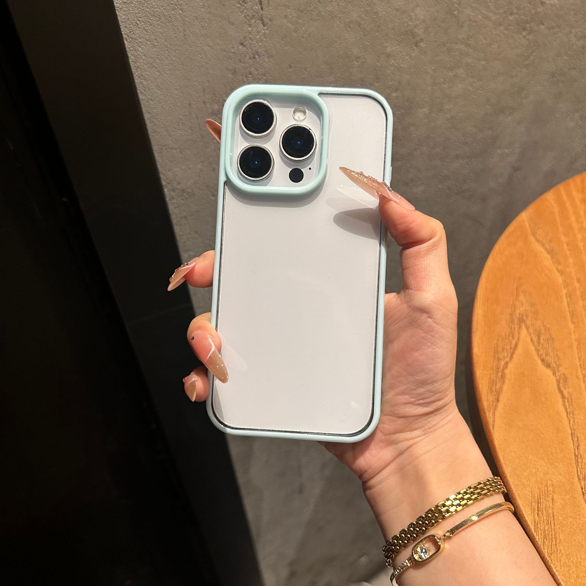 iPhone 16 Pro Max şeffaf akrilik dopamin kontrast renkli kenarlıklı Apple 15 koruyucu kılıf