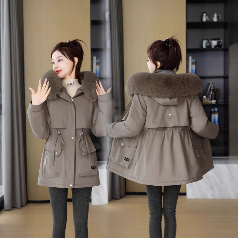 Fleece-Lined Thick Warm Parka Mid-Length Loose 2025 New Winter Plus-Size down Cotton Coat Jacket