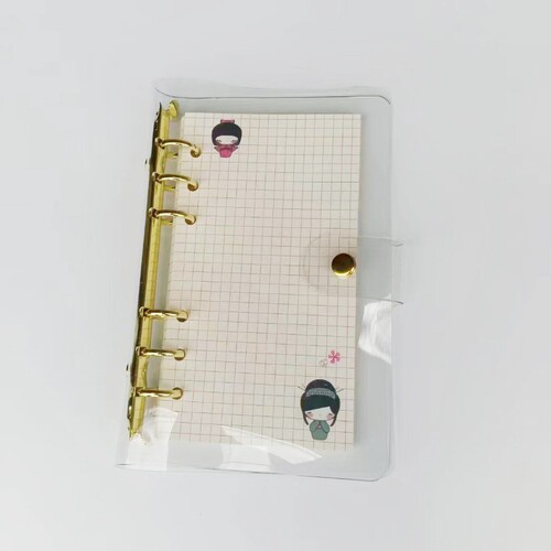 Gold PVC loose-leaf A6 six-hole notepad transparent loose-leaf notebook new travel notebook