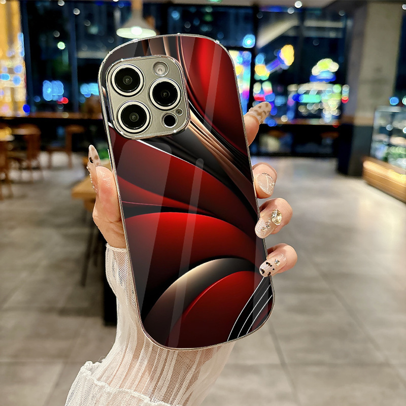 Apple 16 Mobile Phone Case Electroplated iPhone 15 Promax Shield Glass Protective Cover 11/12 Abstract Glare Red Apple 16 Mobile Phone Case Electroplated iPhone 15 Promax Shield Glass Protective Cover 11/12 Abstract Glare Red