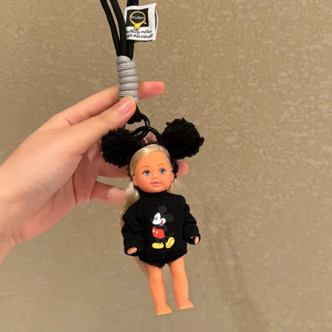 블랙 미키 헤드기어 인형 펜던트