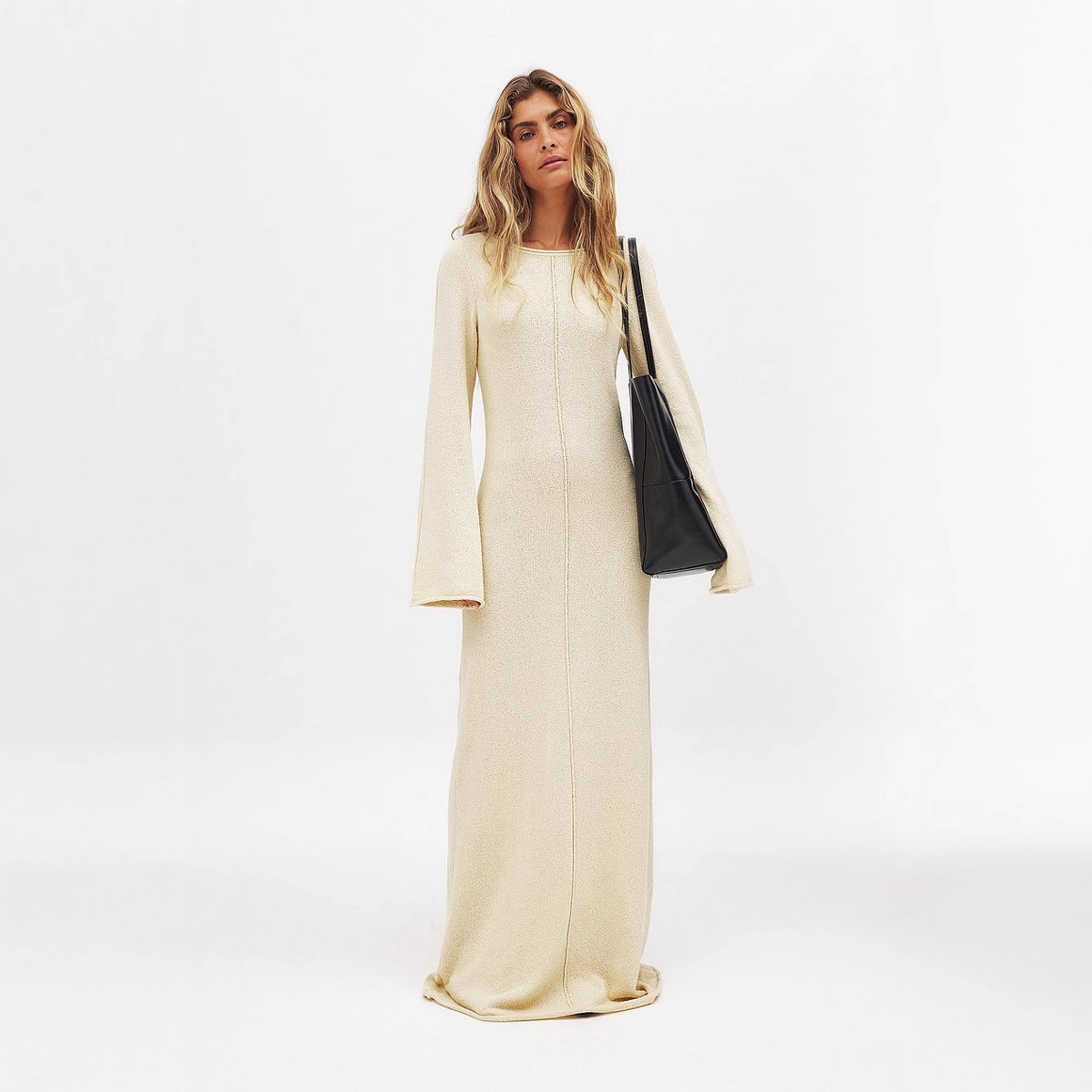 GraceChic 2025 New European And American Style Simple Versatile Ribbed For Women Autumn Winter Bodycon Knitted Long Dress_voghion.com