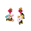 Goods, enamel, fashionable earrings, Korean style, silver 925 sample, french style, flowered