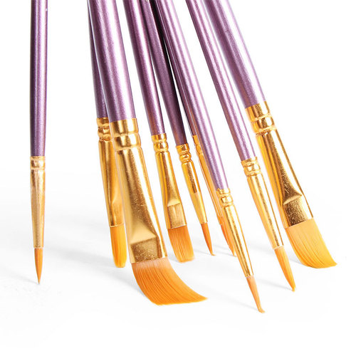 New 10 oil paint brushes nylon hair pearlescent blue hand-painted gouache watercolor brushes art painting brushes oil paint brushes