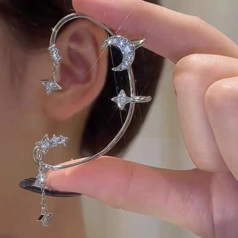 超フラッシュ蝶耳掛け無耳穴耳クリップ女性一体式イヤリング気質個性ファッション|undefined