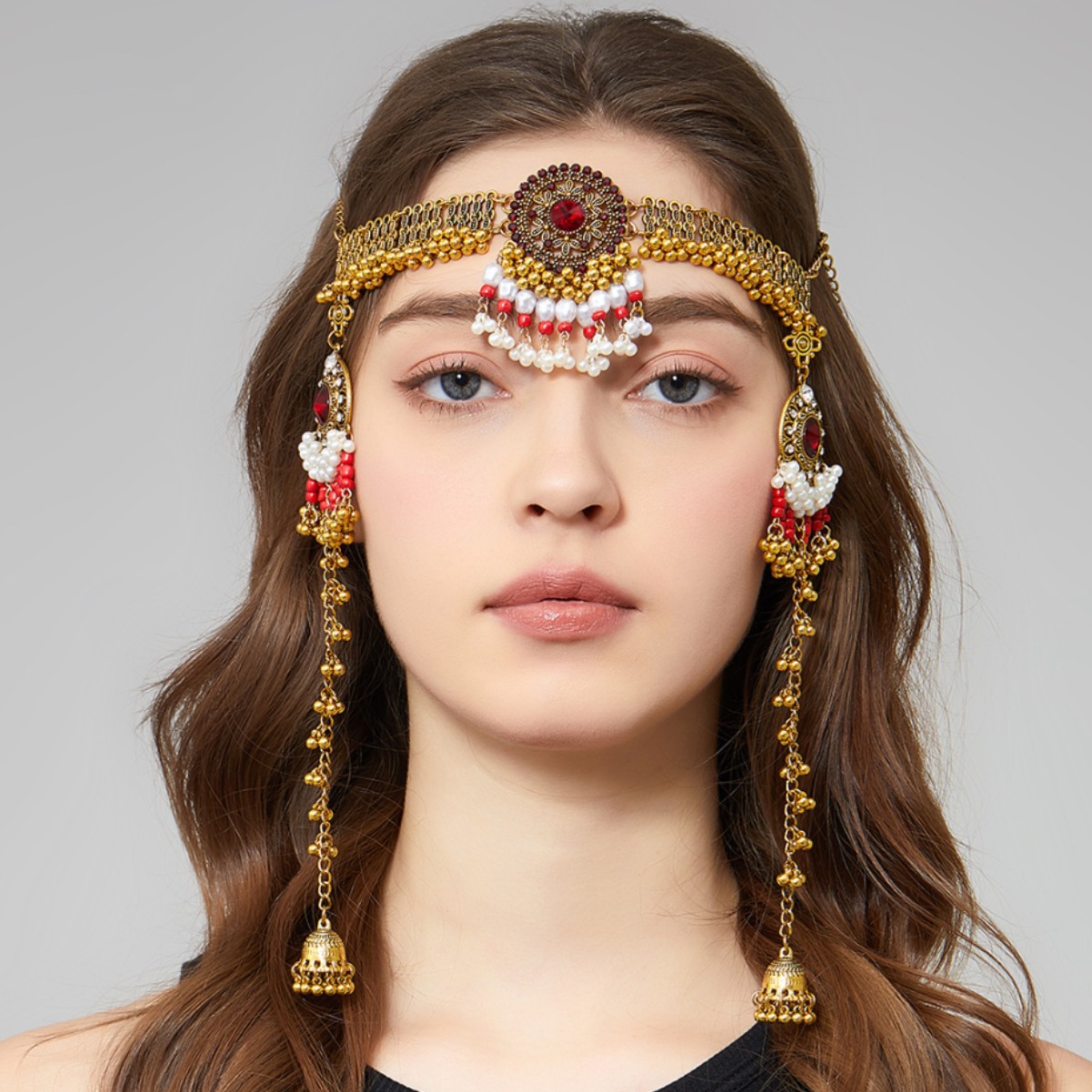 Direct sales from the manufacturer: European and American cross-border vintage ethnic style geometric water drop head chain, bohemian style personalized integrated hair chain