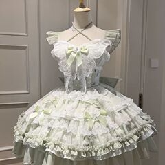 花期之约白绿蝴蝶夏日感超仙礼服小清新公主少女生日短裙