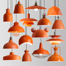 工业店铺个性吊灯单头创意火锅橙色火锅店吧台餐饮橘色风饭店商用