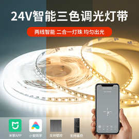 智能语音LED灯带三色调光调色客厅双眼皮悬浮吊顶低压led线形灯条