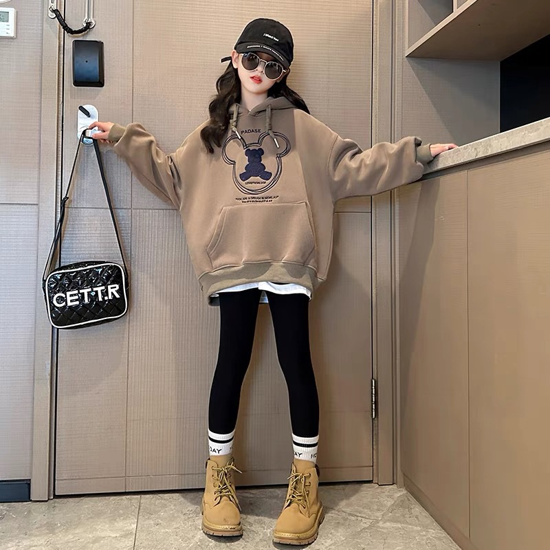 Mädchen-Outfit 2023 neues Herbst-Kinderoberteil im Western-Stil mit Kapuze, zweiteiliges Mädchen-Kleidungsset_voghion.com