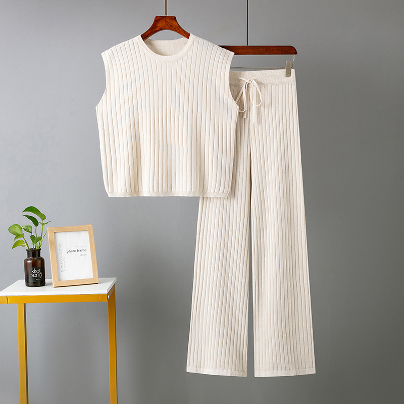 420g Weight Sleeveless Sleeve Length Ice Silk, Viscose Fabric Type Leisure Suit Sets Type Office, Outdoor, Daily Occasion Round Neck Neckline -1 Function Loose Fit Type Solid Color Pattern Summer Season Women's Gender Casual, Basic, Simple Style Style Office Outdoor Daily Women's Casual Basic Simple Style Solid Color Ice Silk Viscose Leisure Suit Pants Sets 22