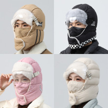雷锋帽男女东北棉帽子冬季防寒防风骑车加厚保暖面罩护目镜套头帽