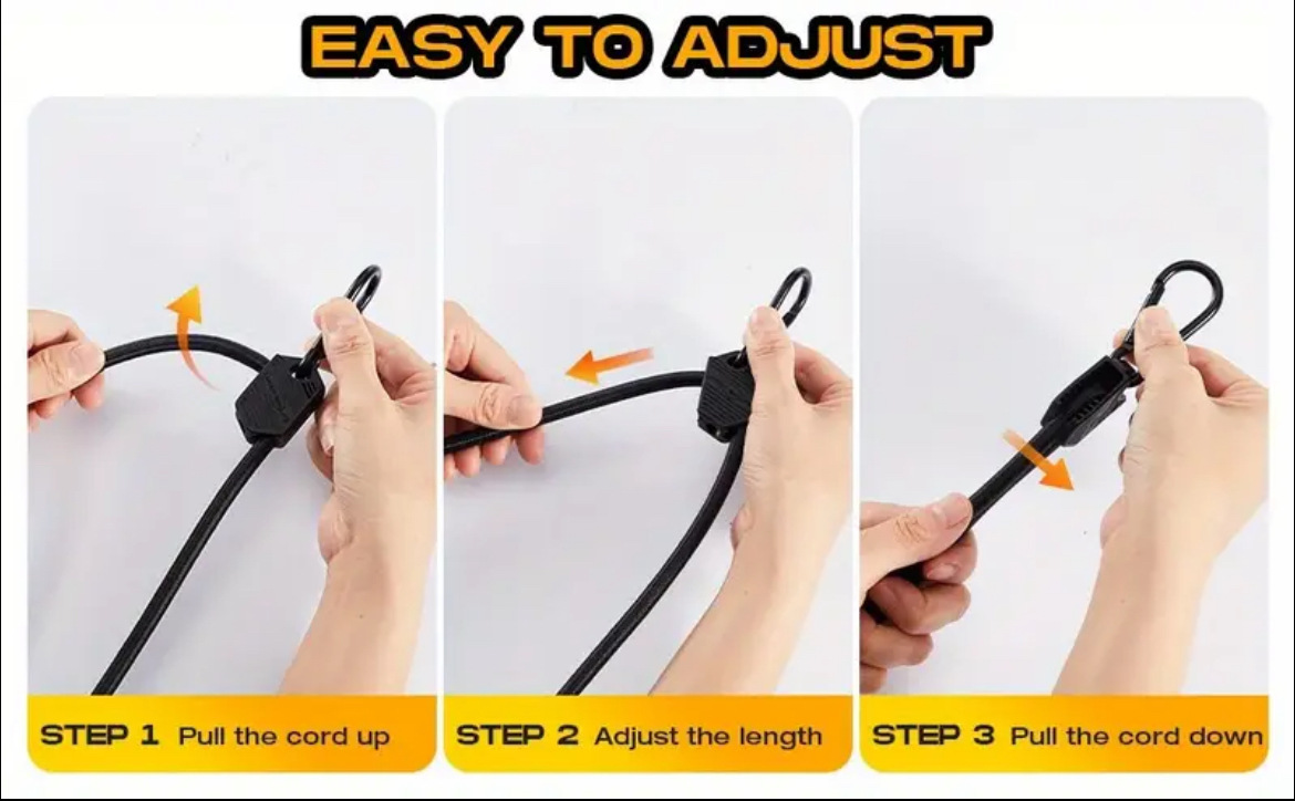 Adjustable Outdoor Carabiner Elastic Rope Camping Style Car Camping Style Clothesline Luggage Binding Rope Packing Belt Elastic Rope