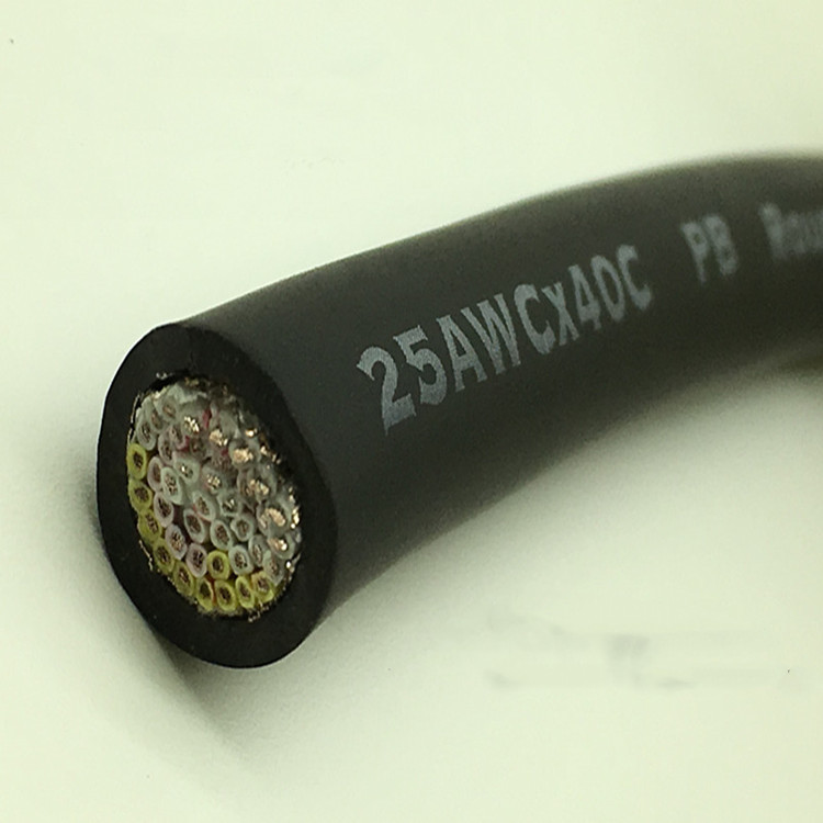 TRVVP40*25AWG高柔耐折耐磨屏蔽拖链电缆 40芯信号线屏蔽彩色打点