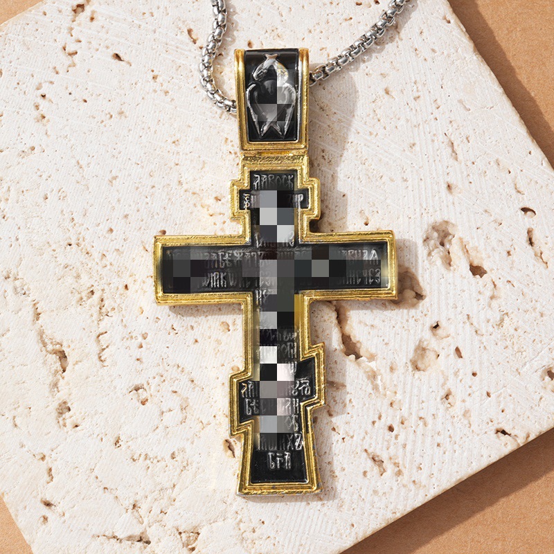Cross-Border Aliexpress European and American Personalized Versatile Alloy Pendant Hot-Selling Necklace Men's Retro Cross-Shaped Necklace Wholesale