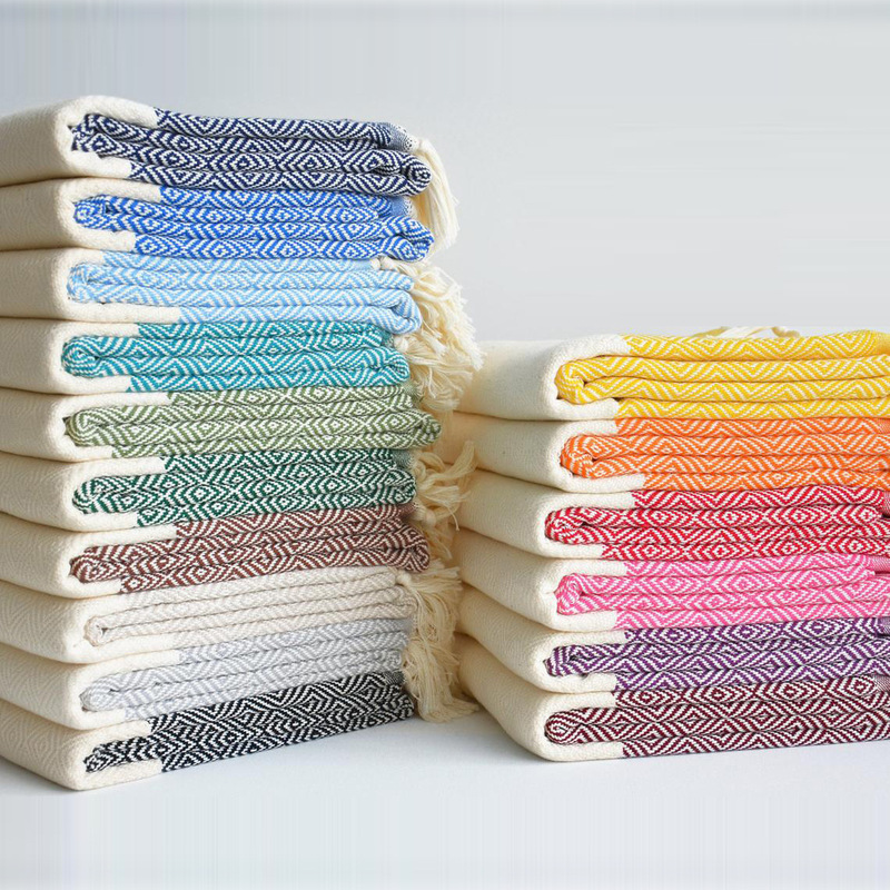 Woven Jacquard Polyester-Cotton Plain Large Bath Towel Wholesale Turkish Beach Blanket Cotton-Linen Blanket Turkish Diamond-Shaped Blanket
