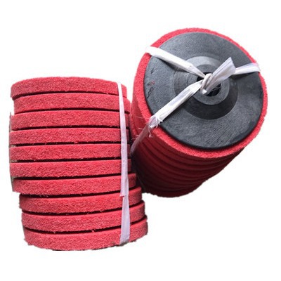 125*22孔角向尼龙轮 抛光轮 红色纤维轮 不织布研磨轮不锈钢拉丝