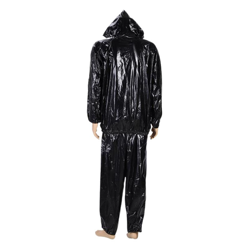 Производители поставляют черный короткий костюм для сауны с капюшоном на молнии водонепроницаемый мягкий костюм для сауны из ПВХ