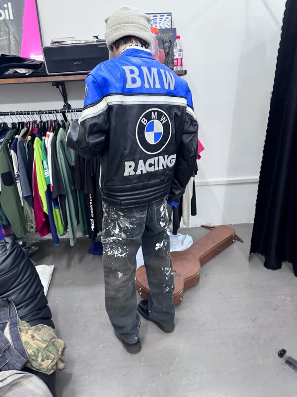 秋冬新作ステッチレザー刺繍BMWバイクウェアアメリカンレトロストリートファッションブランドINSメンズとレディースジャケット|undefined