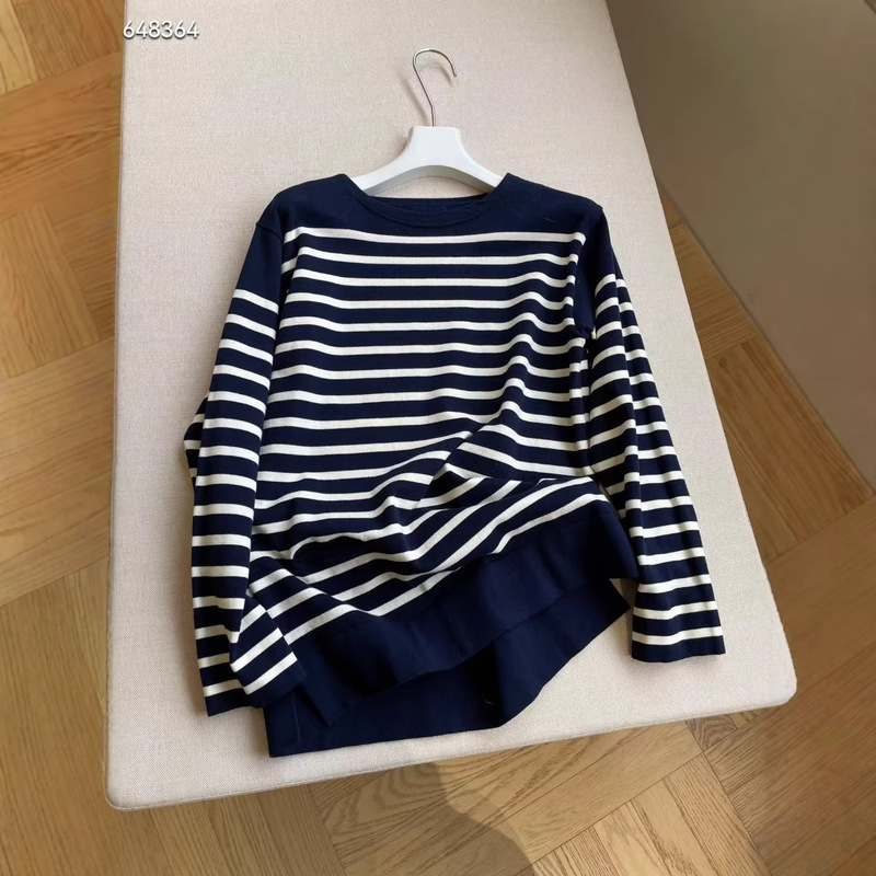 2026 Spring New Style Simple and Casual Fresh Atmosphere Basque Striped Knitted T-Shirt Wholesale 2026 Spring New Style Simple and Casual Fresh Atmosphere Basque Striped Knitted T-Shirt Wholesale