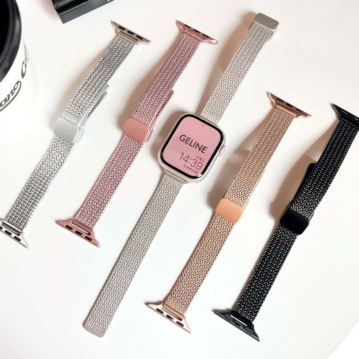 Suitable for Apple iwatch9 Wheat Ear Watch Band applewatch Magnetic Absorption Folding Milanese Metal Strap