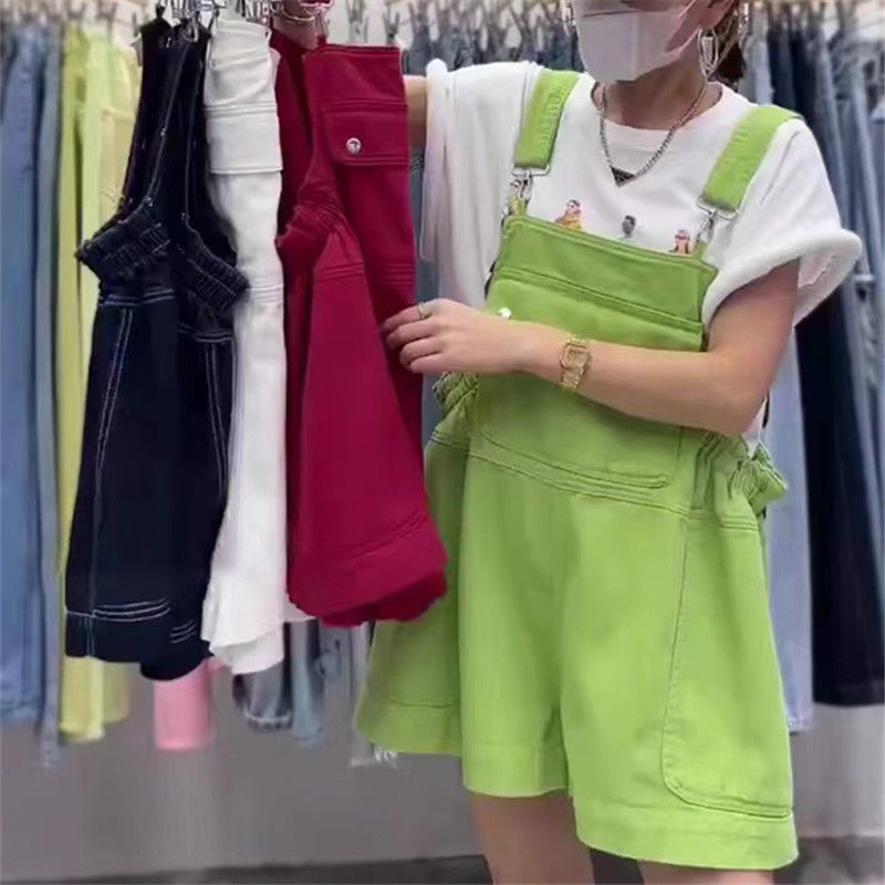 公羽翁夏の新型ゆるいデニムの背もたれのショートパンツ|undefined