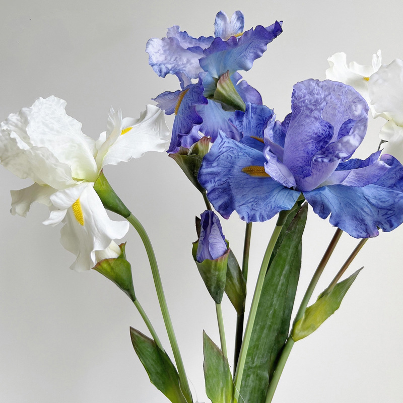 Alice Iris flor de imitación color de pintura al óleo flor falsa decoración de la sala de estar del hogar decoración suave del hotel arreglos florales accesorios de tiro