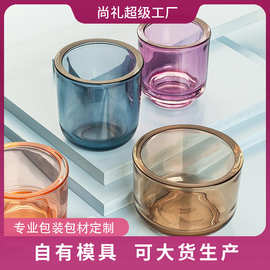 厂家批发加厚玻璃蜡烛杯家用装饰蜡烛玻璃罐烛台摆件简约玻璃烛台