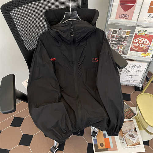 Japanese-style outdoor ice silk sun protective clothing for men and women, couple's versatile adjustable-hood UV protection breathable thin casual jacket trendy