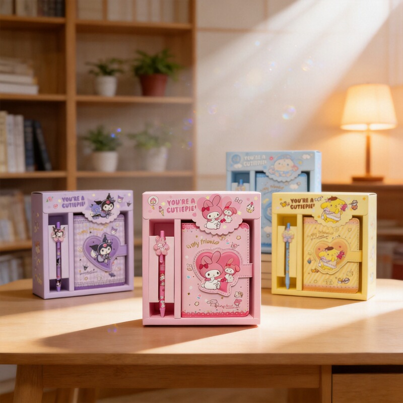 Sanrio Kuromi Cute Cartoon Notebook Set Gift Box for Girls and Elementary School Students