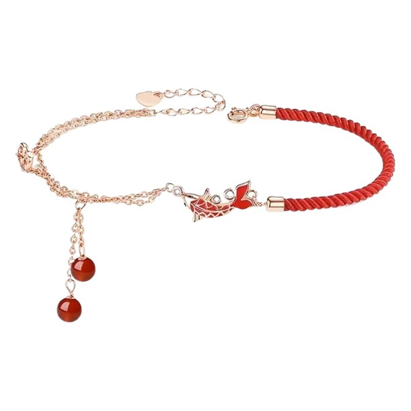 Новый кои берег ножной браслет женский удачи красная веревка праздничные украшения Женский полноценный чувство года рождения модный ножной браслет