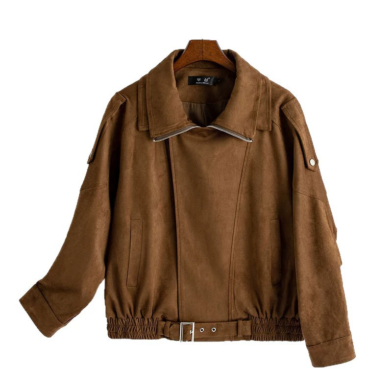 Autumn short jacket, genuine leather, oversize, plus size