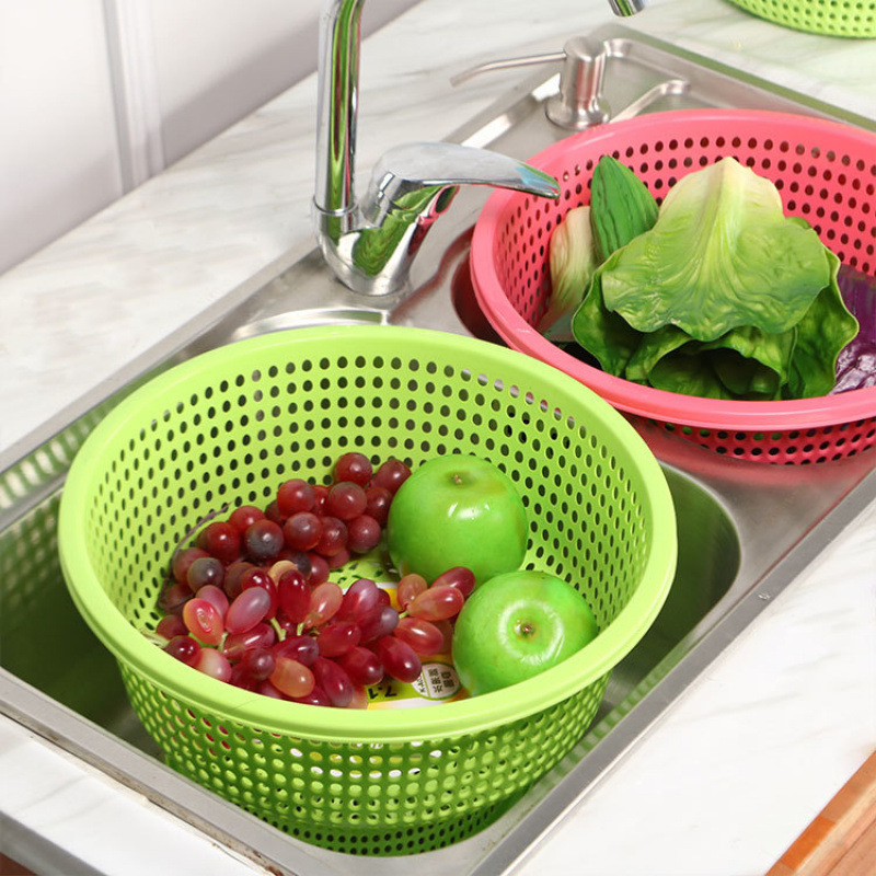 プラスチック排水バスケットキッチン肥厚大型新しい野菜洗濯バスケット家庭用フルーツボウルラウンドフルーツ耐久性|undefined