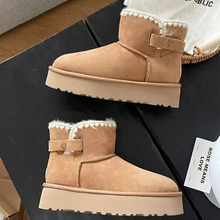 跨境雪地靴女款冬季2025新款棉鞋女冬加绒加厚保暖鞋中筒毛线口鞋