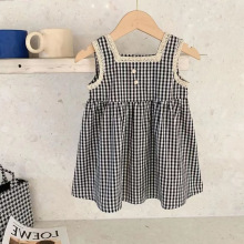 2024新款洋气中小童格子连衣裙女宝宝无袖背心裙薄款裙子女童夏装