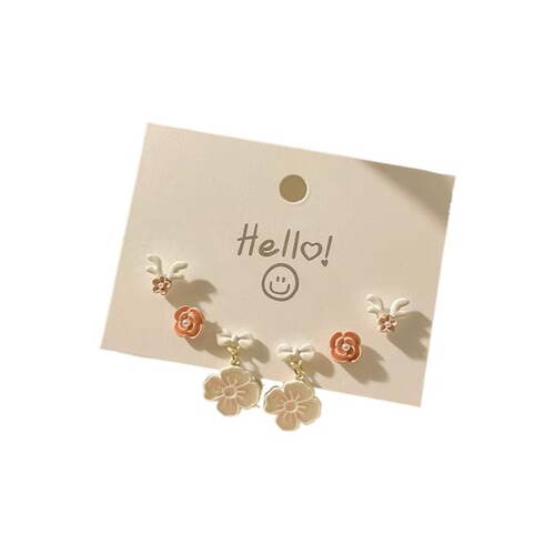 S925 silver needle earrings for women summer pink 2024 new earrings students simple cute sweet style earrings