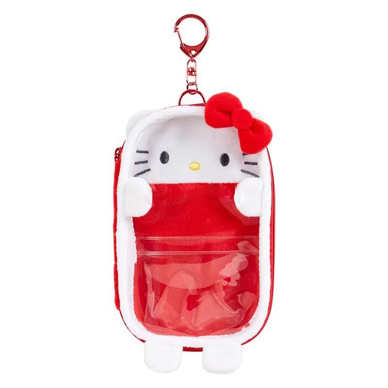 Органайзер-сумка Hello Kitty из ПВХ, 14×8 см, прозрачная мультяшная сумочка с карабином