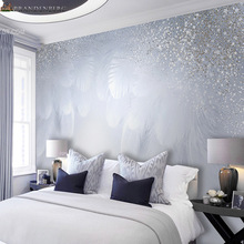 北欧现代简约唯美星空羽毛床后壁纸网红背景墙卧室床头壁画墙贴纸