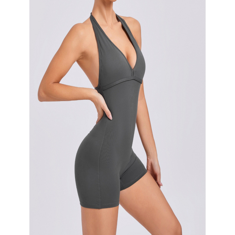 European and American Tight Peach Butt Jumpsuit, Hollow Back Yoga Pants for Women, High Elasticity One-Piece Fitness Suit for Women