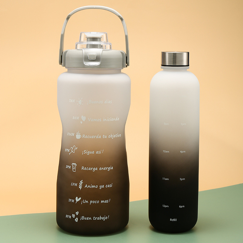 Personalizado esmerilado gradiente deportes gran capacidad botella de agua espacio Copa Amazon regalo al aire libre paja taza de agua conjunto