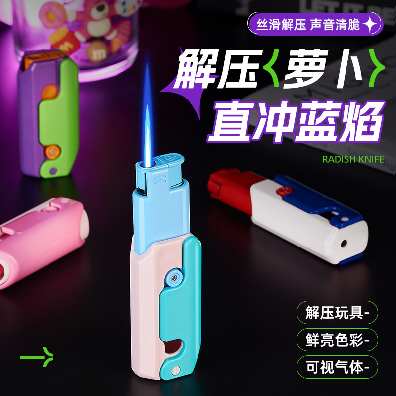 Dropshipping - New Trendy Windproof Toy Radish Gravity Lighter - Extendable and Foldable Creative Model