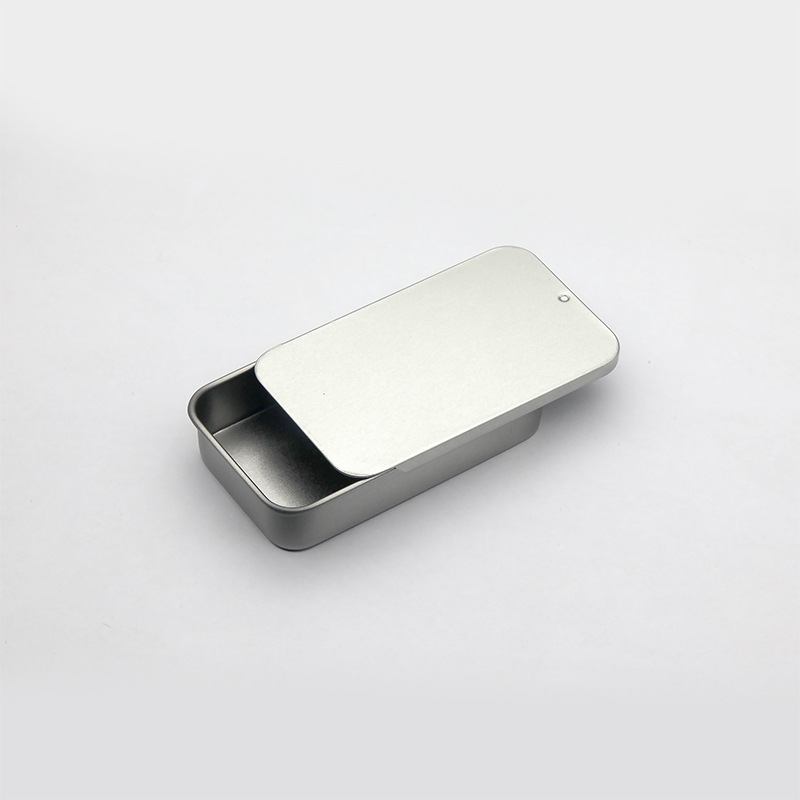 Caja de hojalata deslizante negra en stock, mini caja de hojalata para bálsamo, nueva serie de cajas cuadradas de almacenamiento con sistema de apertura y cierre. image 14